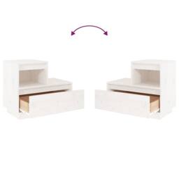 Berkfield Home Bedside Cabinets 2 pcs White 60x34x51 cm Solid Wood Pine - Size: 60 x 34 x 51 cm - thumbnail 7