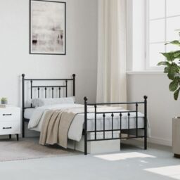 Berkfield Home Metal Bed Frame with Headboard & Footboard Black 90x190 cm Single - thumbnail 3