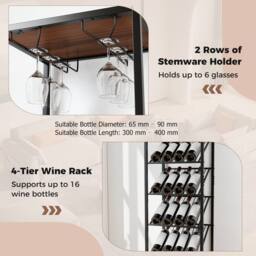 Gymax 7-Tier Freestanding Wine Rack Liquor Storage Stand With Glass Holder in Brown - thumbnail 6