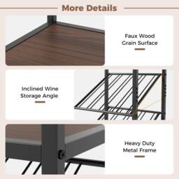 Gymax 7-Tier Freestanding Wine Rack Liquor Storage Stand With Glass Holder in Brown - thumbnail 9
