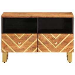 Berkfield Home TV Cabinet Brown & Black 70x33.5x46 cm Solid Wood Mango - thumbnail 4