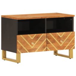 Berkfield Home TV Cabinet Brown & Black 70x33.5x46 cm Solid Wood Mango - thumbnail 2