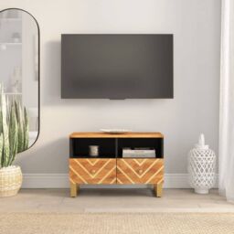 Berkfield Home TV Cabinet Brown & Black 70x33.5x46 cm Solid Wood Mango