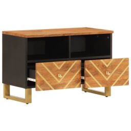 Berkfield Home TV Cabinet Brown & Black 70x33.5x46 cm Solid Wood Mango - thumbnail 3