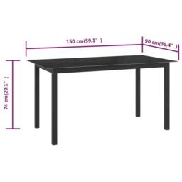 Berkfield Home Garden Table Black 150x90x74 cm Aluminium & Glass - Size: 150 x 90 x 74 cm - thumbnail 5