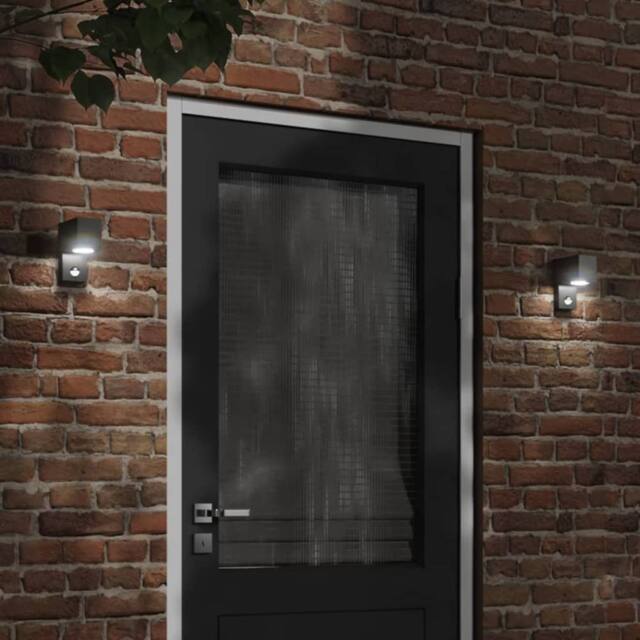 Berkfield Home Outdoor Wall Light with Sensor Black Die-cast Aluminium - image 1