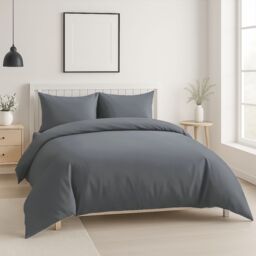 Snug City Luxury 200TC Duvet Cover & Pillowcase/s Set Bed Linen in Grey - Size: Double - thumbnail 1
