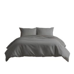 Snug City Luxury 200TC Duvet Cover & Pillowcase/s Set Bed Linen in Grey - Size: Double - thumbnail 2