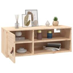 Berkfield Home Wall Cabinet 80x30x30 cm Solid Wood Pine in Light Tan - Size: 80 x 30 x 30 cm - thumbnail 5