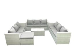 Fimous Rattan Garden Outdoor Furniture Set 10 Seater Garden Sofa Coffee Table Set with Big Footstool Light Grey Mixed - thumbnail 2