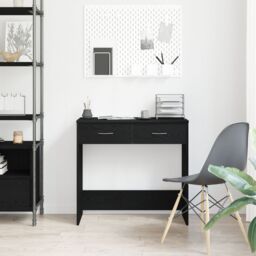Berkfield Home Black Oak Desk 80x40x75 cm Made from Engineered Wood - Size: 80 x 40 x 75 cm - thumbnail 4
