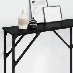 Berkfield Home Gorgeous Console Table Black Oak 140x23x75 cm Engineered Wood - Size: 140 x 23 x 75 cm - thumbnail 4