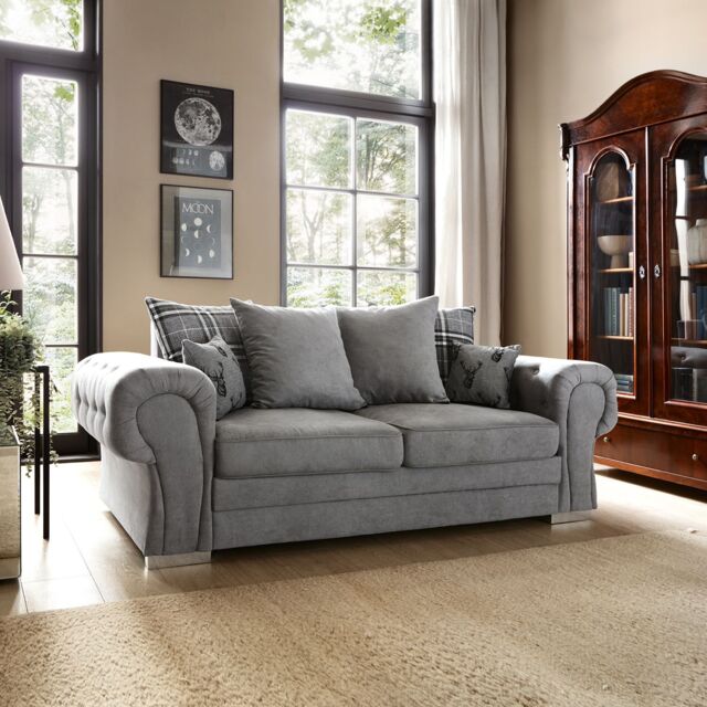 Abakus Direct Verona Linen 3 Seater in Light Grey - image 1