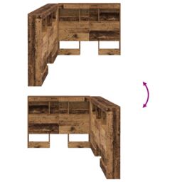 Berkfield Home Storage Headboard with Shelf with Headboard with Storage Old wood 75 cm Engineered wood in Brown - thumbnail 9