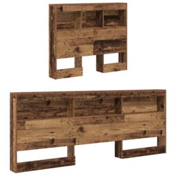 Berkfield Home Storage Headboard with Shelf with Headboard with Storage Old wood 75 cm Engineered wood in Brown - thumbnail 4