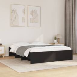 Berkfield Home Durable Bed Frame without Mattress Black 160x200 cm Engineered Wood - thumbnail 2