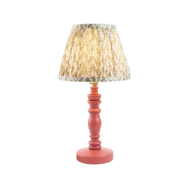 Netlighting Bibury Pink Table Lamp Herb Garden Green Fabric Leaf Shade 20cm B22 - image 1