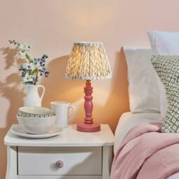 Netlighting Bibury Pink Table Lamp Herb Garden Green Fabric Leaf Shade 20cm B22 - thumbnail 2