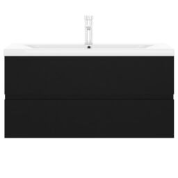 Berkfield Home Sink Cabinet with Built-in Basin Black Engineered Wood - thumbnail 4