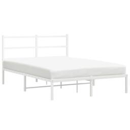 Berkfield Home Metal Bed Frame without Mattress with Headboard White 135x190cm - Size: 135x190 cm - thumbnail 3