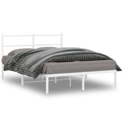 Berkfield Home Metal Bed Frame without Mattress with Headboard White 135x190cm - Size: 135x190 cm - thumbnail 2