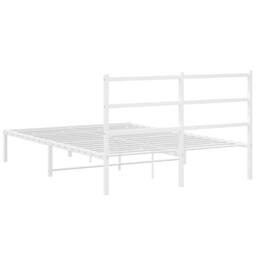 Berkfield Home Metal Bed Frame without Mattress with Headboard White 135x190cm - Size: 135x190 cm - thumbnail 7