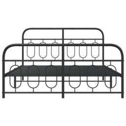 Berkfield Home Metal Bed Frame without Mattress with Footboard Black 135x190cm - Size: 135x190 cm - thumbnail 4