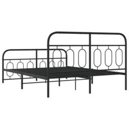 Berkfield Home Metal Bed Frame without Mattress with Footboard Black 135x190cm - Size: 135x190 cm - thumbnail 6