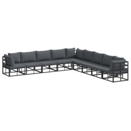 Berkfield Home Garden Sofa Set 9 pcs Black 353 x 353 x 71 cm Aluminium - thumbnail 2