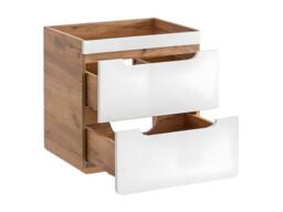 Vente-unique Wall-Hung Vanity Unit - Natural & White - 60 Cm - ARUBA in Light Oak - thumbnail 5