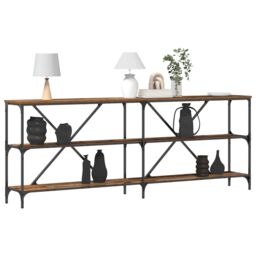 Berkfield Home Console Table Old Wood 200x30x75 cm Engineered Wood & Steel in Brown - Size: 200 x 30 x 75 cm - thumbnail 3