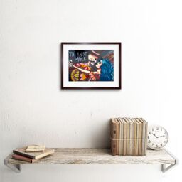 "Artery8 Wall Art Print Graffiti Last Dance Death Skeleton Framed in Brown - Size: W7"" x H9""" - thumbnail 2