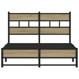 Berkfield Home Metal Bed Frame without Mattress Sonoma Oak 120x200 cm in Brown - Size: Small Double - thumbnail 4