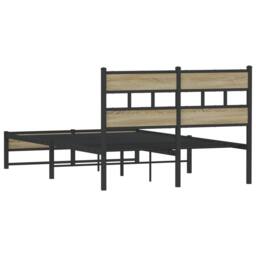 Berkfield Home Metal Bed Frame without Mattress Sonoma Oak 120x200 cm in Brown - Size: Small Double - thumbnail 6