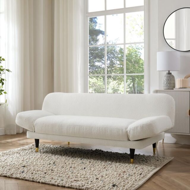 Home Detail Silas Sofa Bed With Adjustable Armrests in White - Size: 3 Seater - image 1