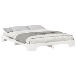Berkfield Home Floor Bed Frame with Storage White 160 x 220 cm Solid pine wood - thumbnail 3