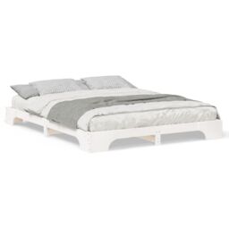 Berkfield Home Floor Bed Frame with Storage White 160 x 220 cm Solid pine wood - thumbnail 4