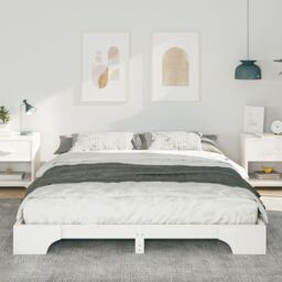 Berkfield Home Floor Bed Frame with Storage White 160 x 220 cm Solid pine wood - thumbnail 5