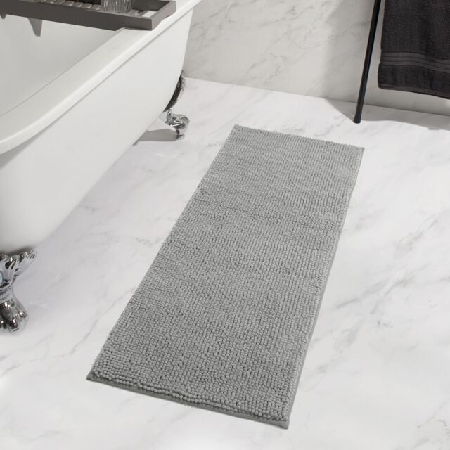 OHS Chenille Bath Mat Noodle Absorbent Non-Slip Soft Shower in Grey - image 1