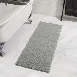 OHS Chenille Bath Mat Noodle Absorbent Non-Slip Soft Shower in Grey - thumbnail 1