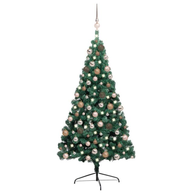 Berkfield Home Artificial Half Pre-lit Christmas Tree with Ball Set Green 240 cm - image 1