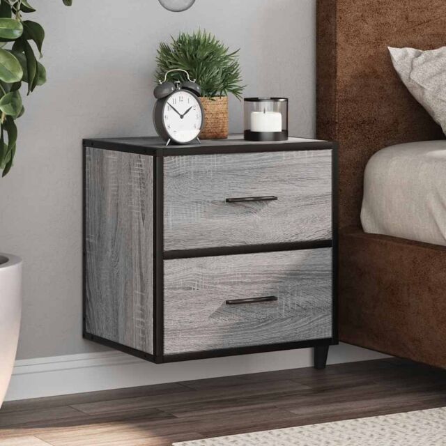 Berkfield Home Wall-mounted Bedside Cabinets 2 pcs Grey Sonoma 40x31x39.5 cm - image 1