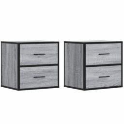 Berkfield Home Wall-mounted Bedside Cabinets 2 pcs Grey Sonoma 40x31x39.5 cm - thumbnail 2