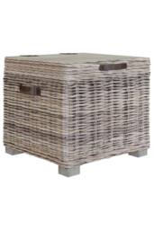 FWStyle Kubu Rattan Lift Up Greywash Pine Storage Side Table Ready Assembled in Brown - thumbnail 3