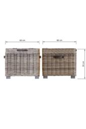 FWStyle Kubu Rattan Lift Up Greywash Pine Storage Side Table Ready Assembled in Brown - thumbnail 5