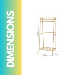 Pirlo Plush 140CM Tall Bamboo Clothing Rail With Shelves Bedroom Furniture in Brown - thumbnail 5