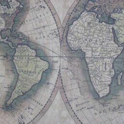Melody Maison Large Rustic World Map Hanging Canvas Print 106cm X 73cm in Beige - Size: 106 cm X 73 cm - thumbnail 6