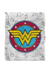 Wonder Woman Comic Logo Silky Touch Super Soft Throw Blanket 152 X 127 cm in White - thumbnail 1