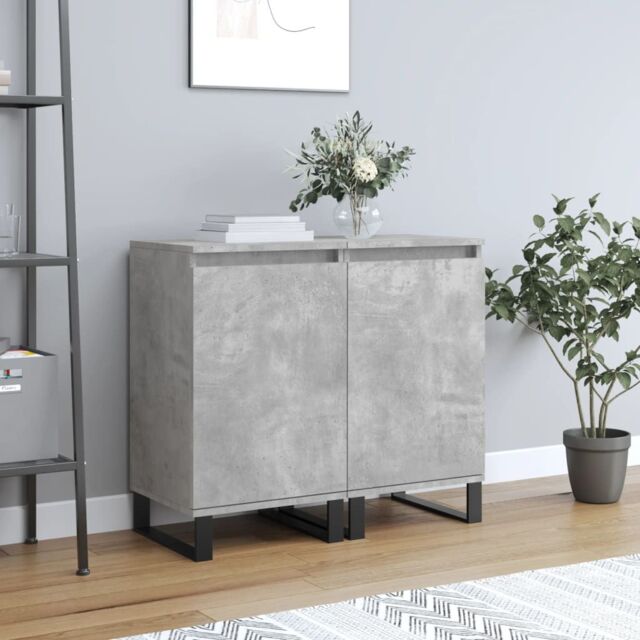 Berkfield Home Sideboards 2 pcs Concrete Grey 40x35x70 cm Engineered Wood in Black - Size: 40 x 35 x 70 cm - image 1