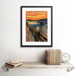 "Artery8 Edvard Munch Scream Painting Horror Home Decor 12x16"" Framed Art Print in Orange - Size: W12"" x H16""" - thumbnail 2